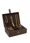 Katie Loxton Large Signature Suedette Jewellery Box, Chocolate Brown