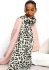 PRNTED SCARF  LEOPARD  Ecru  Black