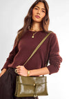 Katie Loxton Lori Patent Crackle Shoulder Bag, Olive Green