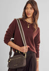 Katie Loxton Lottie Suedette Crossbody Bag, Chocolate Brown