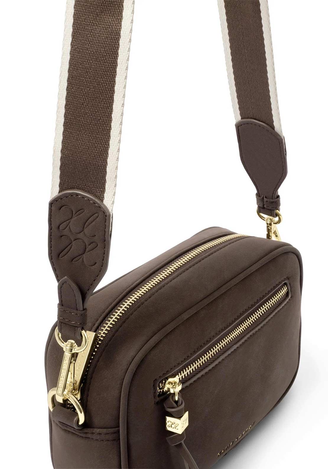 Katie Loxton Lottie Suedette Crossbody Bag, Chocolate Brown