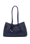 Katie Loxton Nova Hand Woven Medium Shoulder Tote Bag, Navy