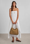 Katie Loxton Nova Hand Woven Suedette Large Shoulder Bag, Tan