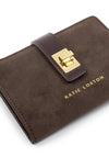 Katie Loxton Orin Suedette Twist Lock Wallet, Chocolate Brown