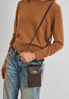 Katie Loxton Orin Twist Lock Suedette Slim Crossbody Bag, Chocolate Brown