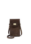 Katie Loxton Orin Twist Lock Suedette Slim Crossbody Bag, Chocolate Brown