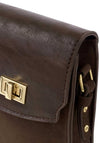 Katie Loxton Orin Twist Lock Suedette Slim Crossbody Bag, Chocolate Brown