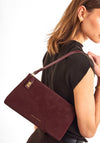Katie Loxton Orin Twist Lock Suedette Small Shoulder Bag, Burgundy