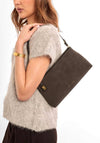 Katie Loxton Orin Twist Lock Suedette Small Shoulder Bag, Chocolate Brown