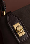 Katie Loxton Orin Twist Lock Suedette Small Shoulder Bag, Chocolate Brown