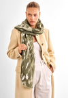 Katie Loxton Animal Printed Foil Scarf, Olive Green