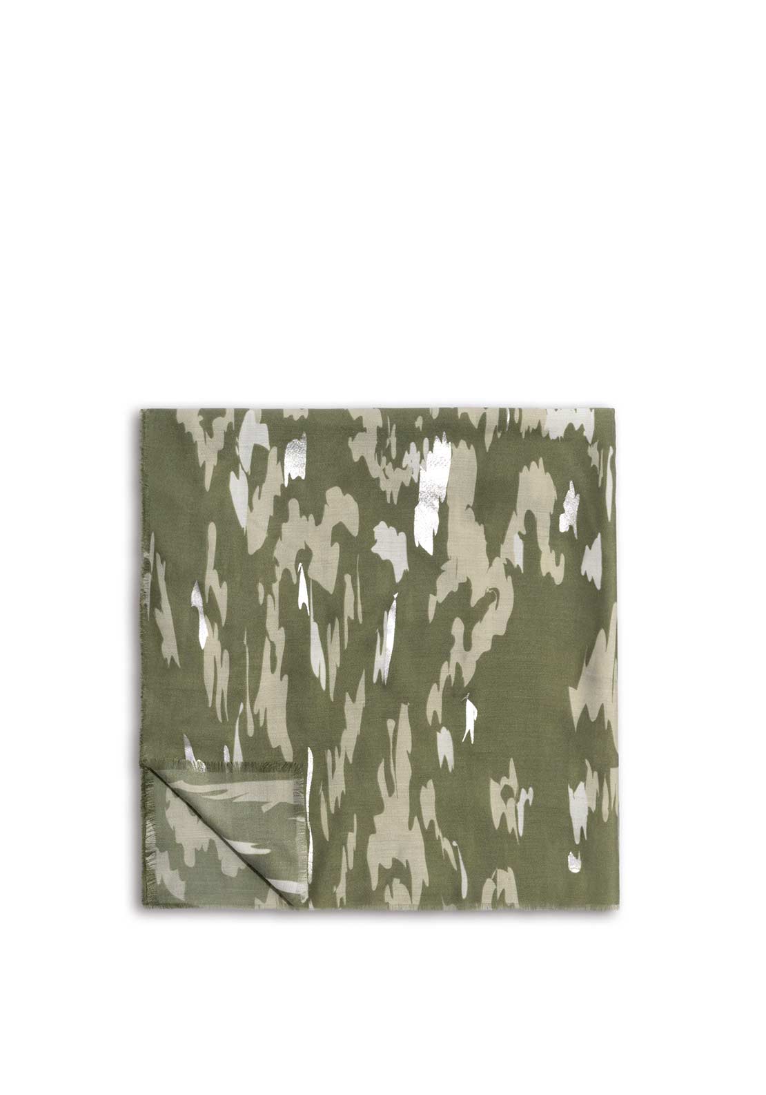 Katie Loxton Animal Printed Foil Scarf, Olive Green