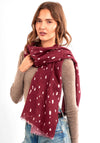 Katie Loxton Scattered Dot Print Studded Scarf, Burgundy