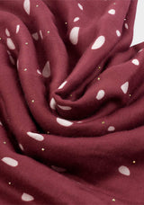 Katie Loxton Scattered Dot Print Studded Scarf, Burgundy