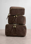 Katie Loxton Soho Medium Suedette Makeup & Wash Bag, Brown