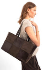 Katie Loxton Taya Hand Woven Suedette Tote Bag, Chocolate Brown
