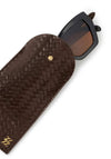 Katie Loxton Woven Sunglasses Case, Chocolate Brown