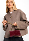 Katie Loxton Zea Patent Crackle Crossbody Bag, Wine