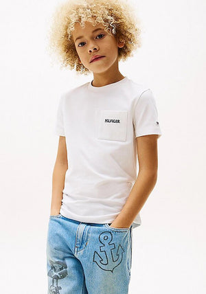Tommy Hilfiger Kid Boy Short Sleeve Pocket Tee, White