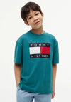 Tommy Hilfiger Boy Flag Logo Short Sleeve Tee, Green