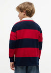 Tommy Hilfiger Boy Stripe Long Sleeve Polo, Red