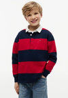 Tommy Hilfiger Boy Stripe Long Sleeve Polo, Red