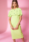 Kate Cooper Embellished Cape Pencil Midi Dress, Sherbet Green
