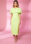 Kate Cooper Embellished Cape Pencil Midi Dress, Sherbet Green