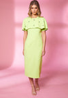 Kate Cooper Embellished Cape Pencil Midi Dress, Sherbet Green