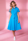 Kate Cooper Tie Detail Midi Shirt Dress, Damson Blue