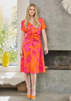 Kate Cooper Printed Ruched Midi Dress, Orange