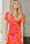 Kate Cooper Printed Ruched Midi Dress, Orange