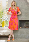 Kate Cooper Printed Ruched Midi Dress, Orange