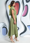 Kevan Jon Dotty Cowl Back Drape Dress, Green