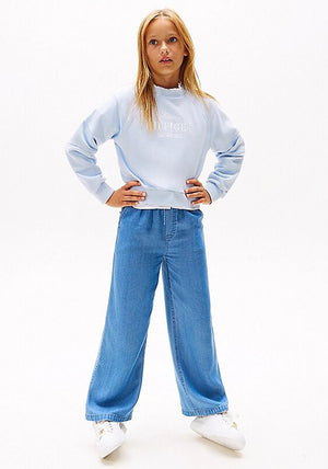 Tommy Hilfiger Girls Script Cropped Sweater, Blue