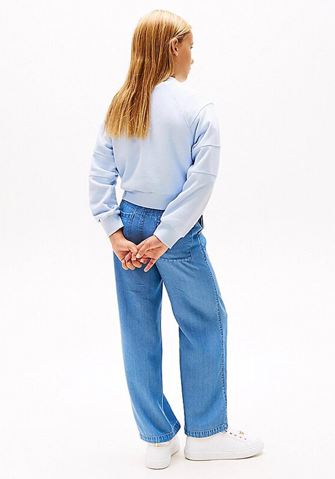 Tommy Hilfiger Girls Script Cropped Sweater, Blue