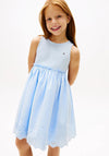 Tommy Hilfiger Girl Sleeveless Broderie Dress, Blue