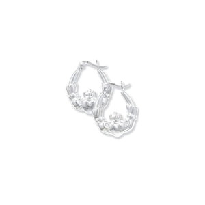 Kurate Claddagh Medium Hinged Hoop Earrings, Silver
