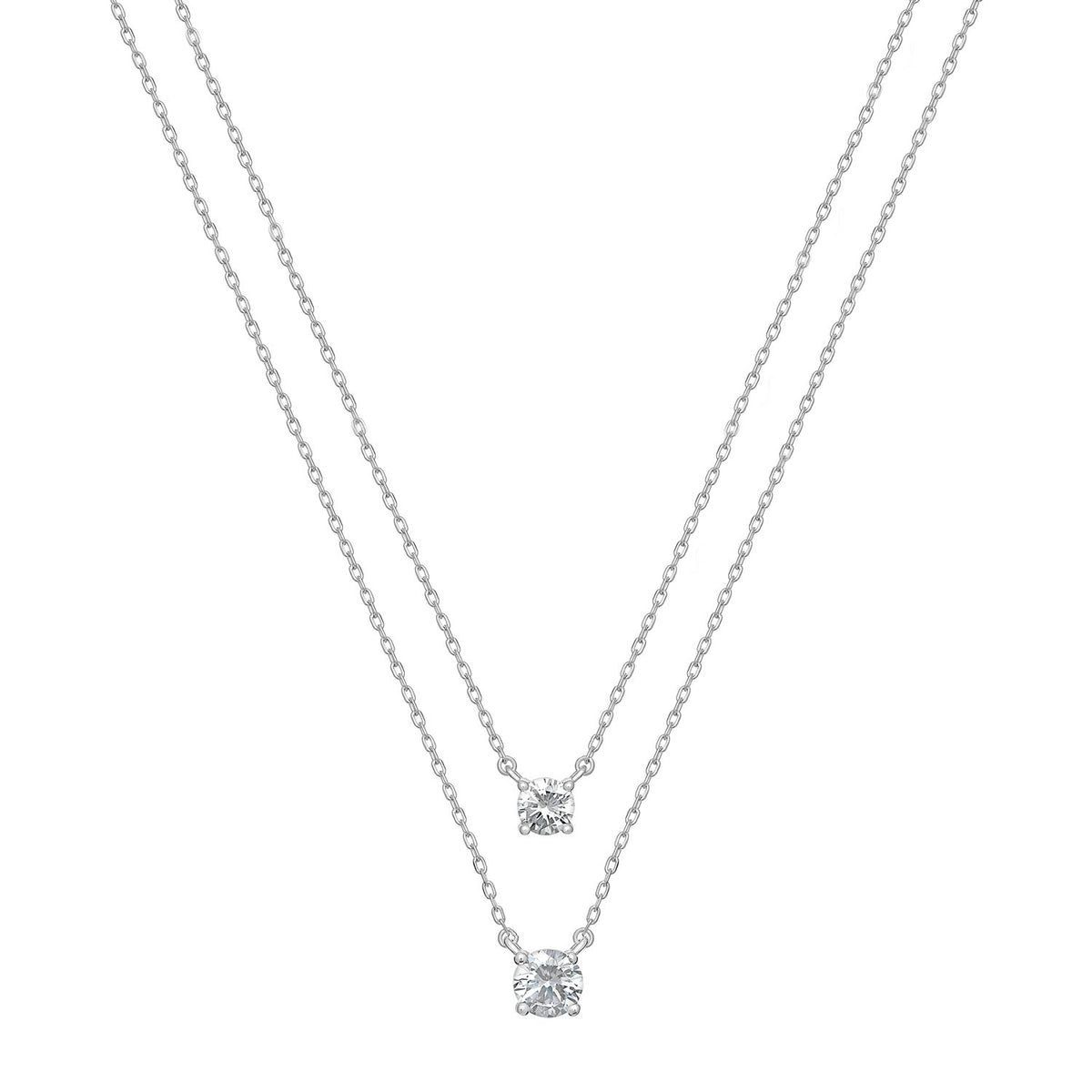 Kurate CZ Layer Necklace, Silver