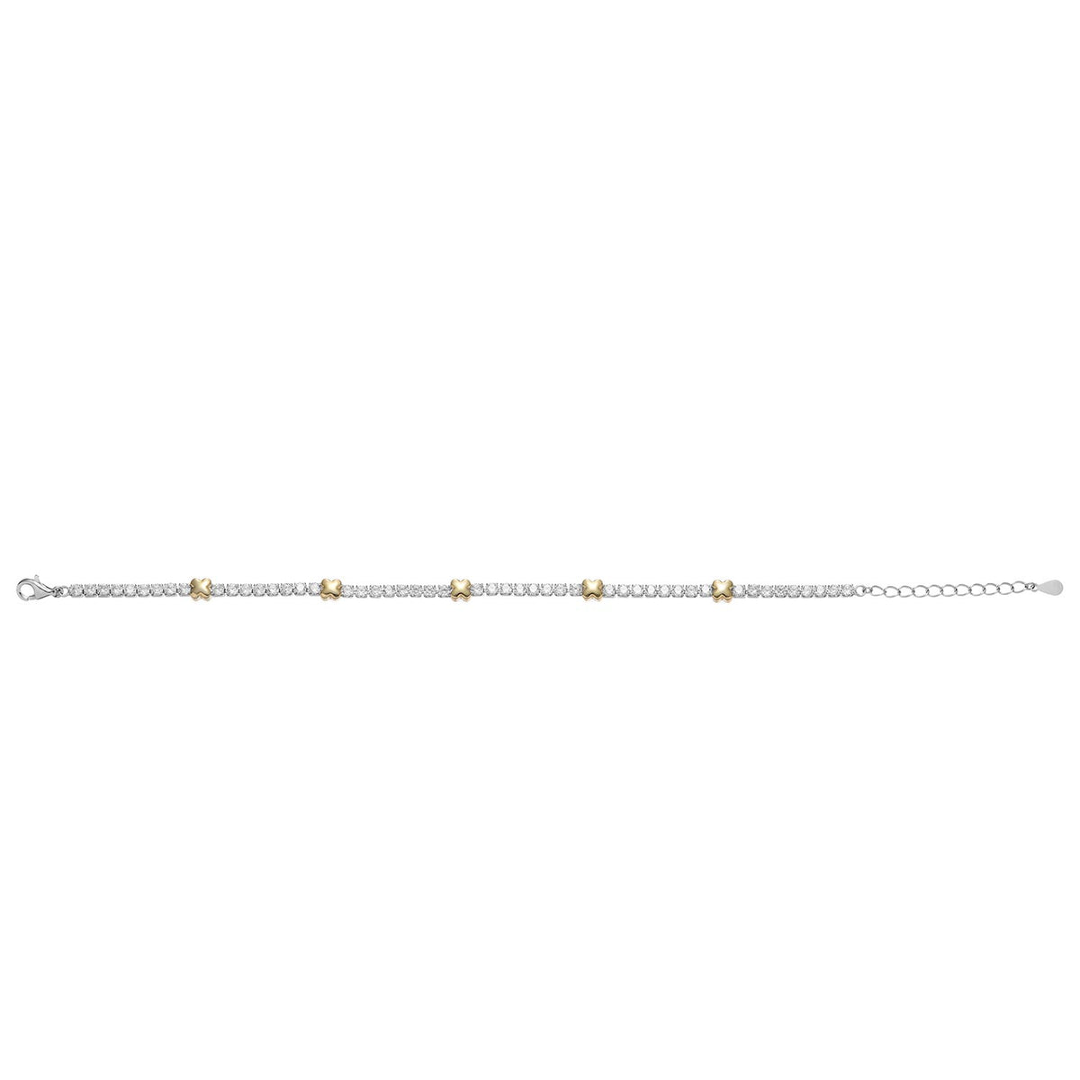 Kurate CZ X Bracelet, Silver & Gold