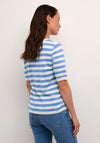 KAFFE Kalizza Stripe Short Sleeve Knit Sweater, Ultramarine
