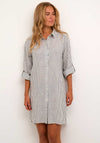 Kaffe Milla Linen Blend Shirt Dress, Black Stripe