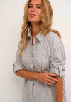 Kaffe Milla Linen Blend Shirt Dress, Black Stripe