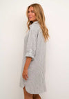 Kaffe Milla Linen Blend Shirt Dress, Black Stripe