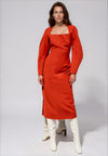 Kameya Square Neck Midi Dress, Rust