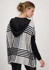 Monari Checked Rhinestone Poncho, Grey