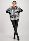 Monari Checked Rhinestone Poncho, Grey