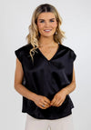 Kate & Pippa Alexa V-Neck Satin Feel Blouse, Black