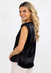 Kate & Pippa Alexa V-Neck Satin Feel Blouse, Black