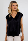 Kate & Pippa Alexa V-Neck Satin Feel Blouse, Black